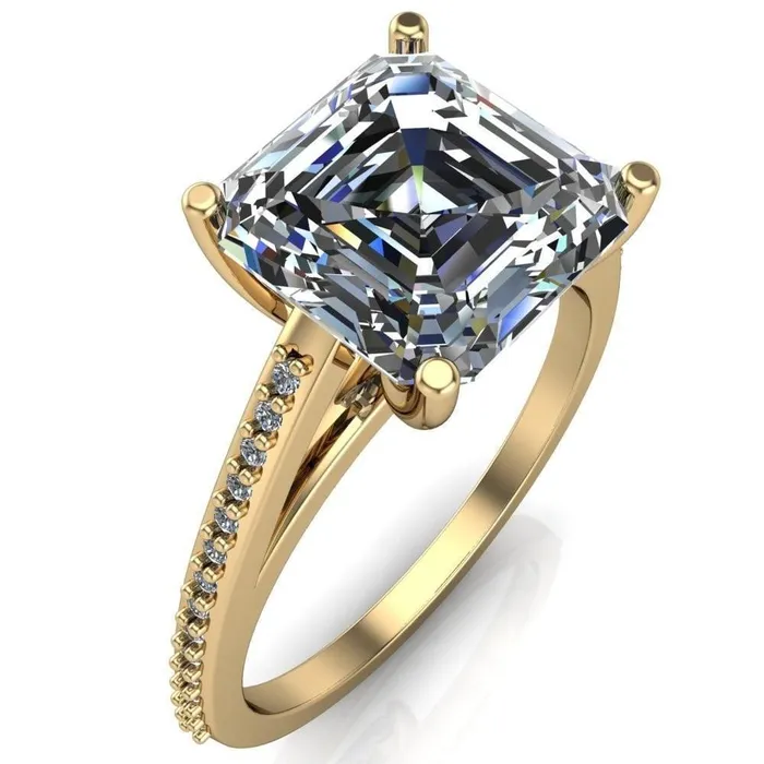 Sylvia Asscher Moissanite HalfEternity Diamond ProngSet Ring Fire Brilliance Rings