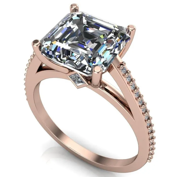 Sylvia Asscher Moissanite HalfEternity Diamond ProngSet Ring Fire Brilliance Rings