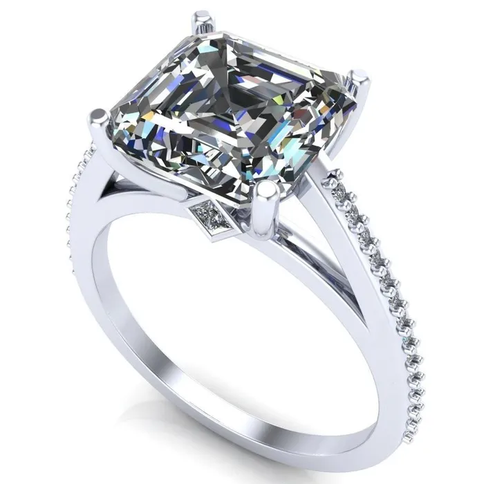 Sylvia Asscher Moissanite HalfEternity Diamond ProngSet Ring Fire Brilliance Rings