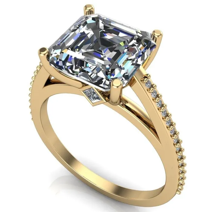 Sylvia Asscher Moissanite HalfEternity Diamond ProngSet Ring Fire Brilliance Rings