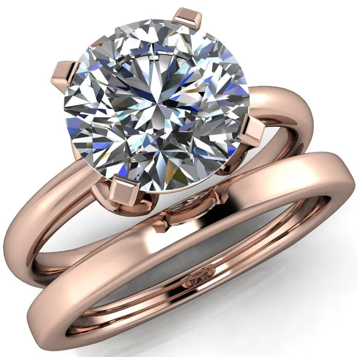 Tamika Round Center Stone UProng Setting Solitaire Ring Fire Brilliance Rings