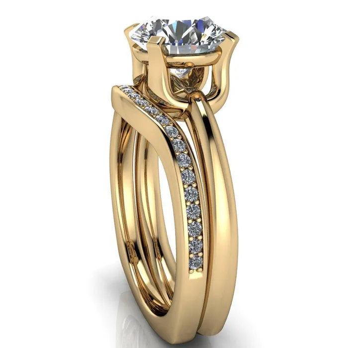 Tamika Round Center Stone UProng Setting Solitaire Ring Fire Brilliance Rings