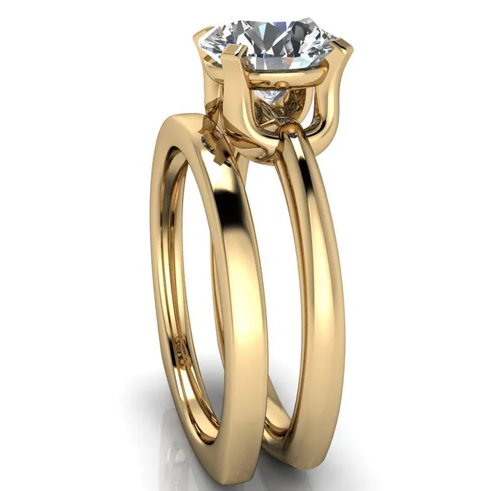 Tamika Round Center Stone UProng Setting Solitaire Ring Fire Brilliance Rings