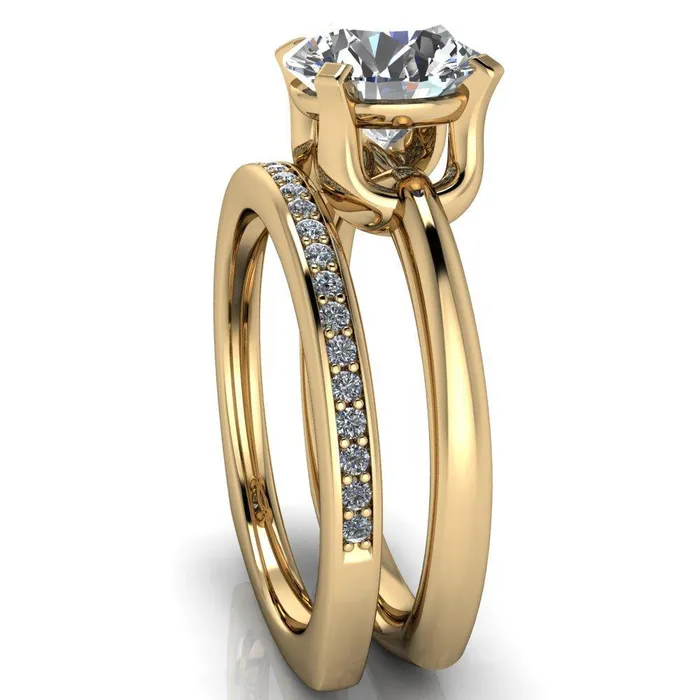 Tamika Round Center Stone UProng Setting Solitaire Ring Fire Brilliance Rings