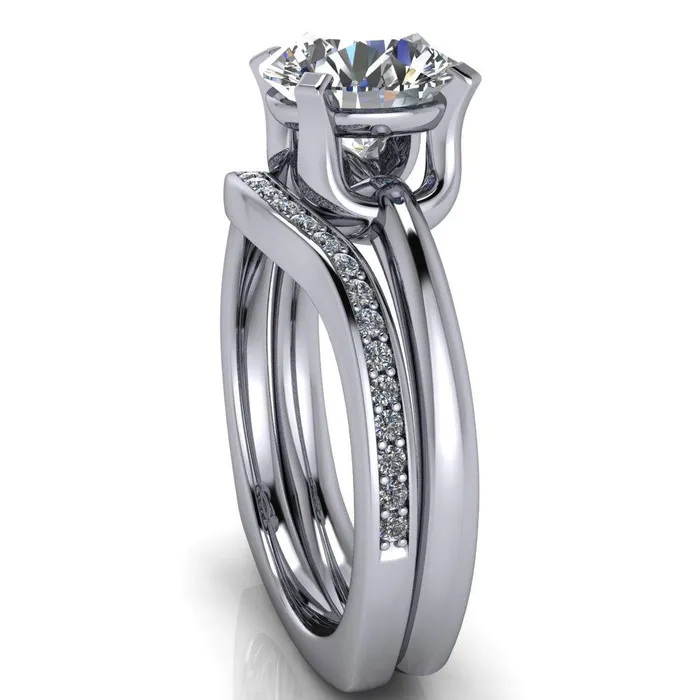 Tamika Round Center Stone UProng Setting Solitaire Ring Fire Brilliance Rings