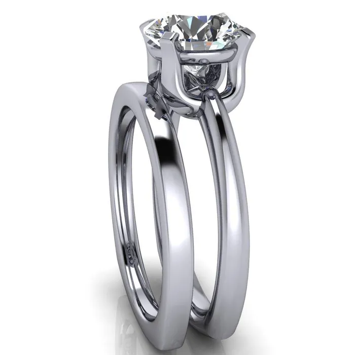 Tamika Round Center Stone UProng Setting Solitaire Ring Fire Brilliance Rings