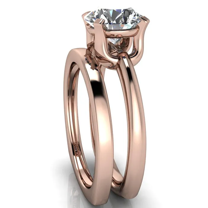 Tamika Round Center Stone UProng Setting Solitaire Ring Fire Brilliance Rings