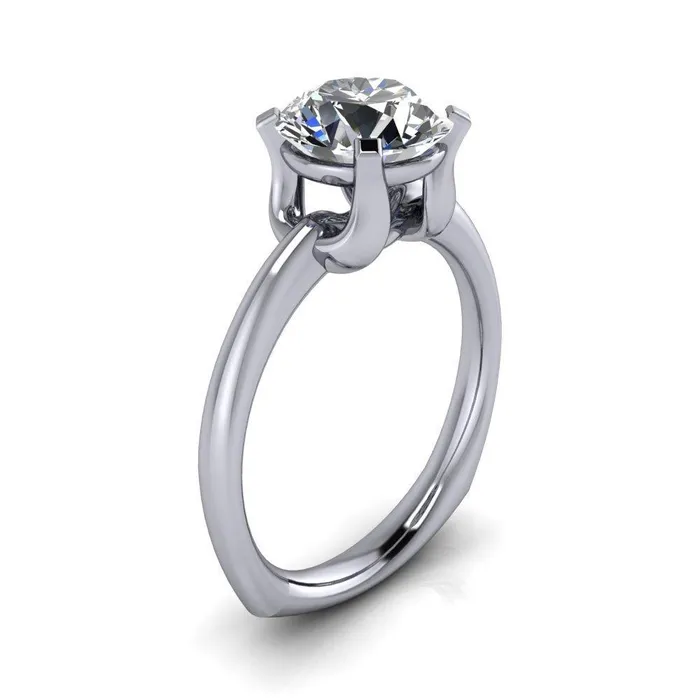 Tamika Round Center Stone UProng Setting Solitaire Ring Fire Brilliance Rings