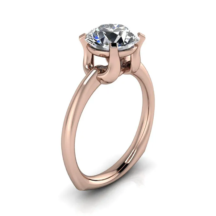 Tamika Round Center Stone UProng Setting Solitaire Ring Fire Brilliance Rings