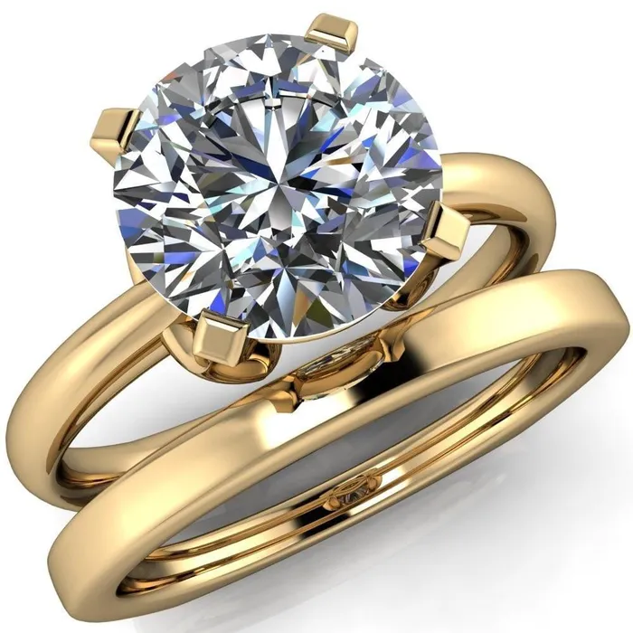 Tamika Round Center Stone UProng Setting Solitaire Ring Fire Brilliance Rings
