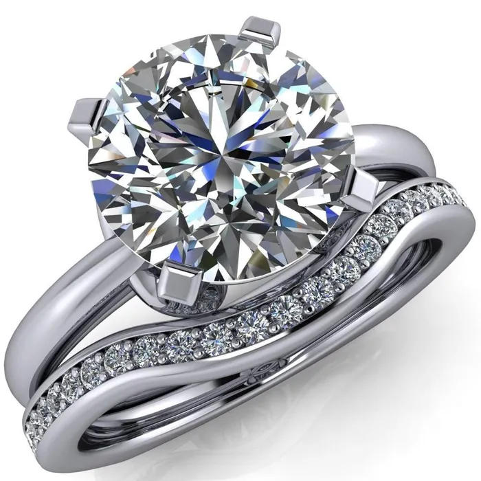 Tamika Round Center Stone UProng Setting Solitaire Ring Fire Brilliance Rings