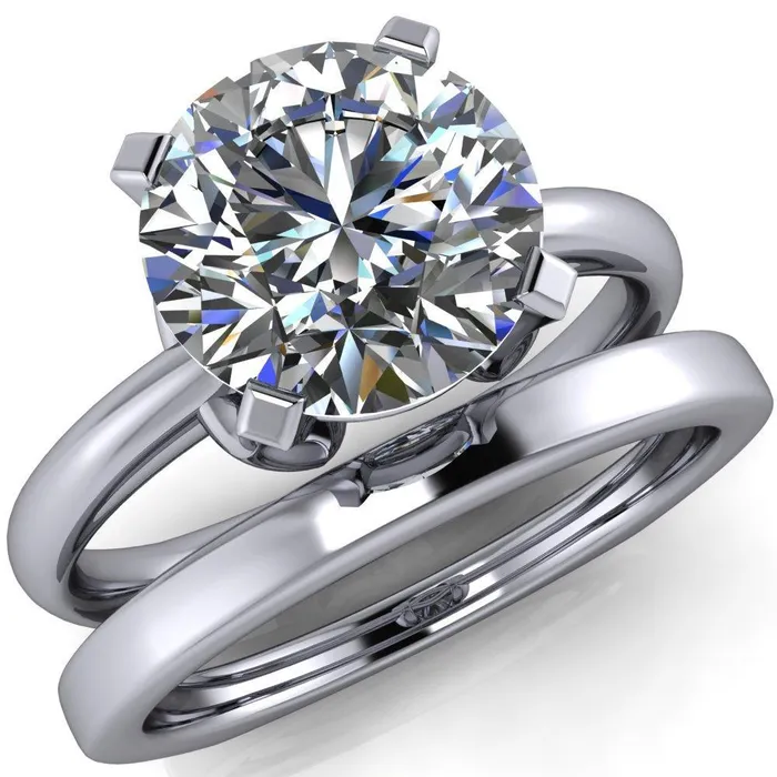Tamika Round Center Stone UProng Setting Solitaire Ring Fire Brilliance Rings