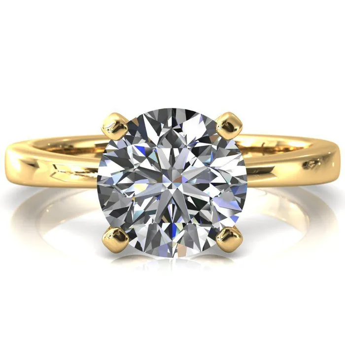 Tessa Round LabGrown Diamond Center 4 Prong Pitched Shoulders Solitaire Engagement Ring Fire Brilliance Rings
