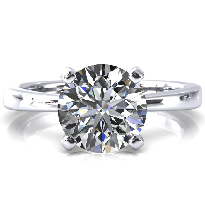 Tessa Round LabGrown Diamond Center 4 Prong Pitched Shoulders Solitaire Engagement Ring Fire Brilliance Rings