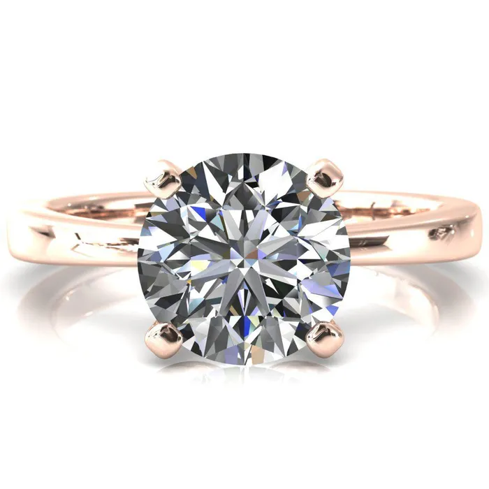 Tessa Round LabGrown Diamond Center 4 Prong Pitched Shoulders Solitaire Engagement Ring Fire Brilliance Rings