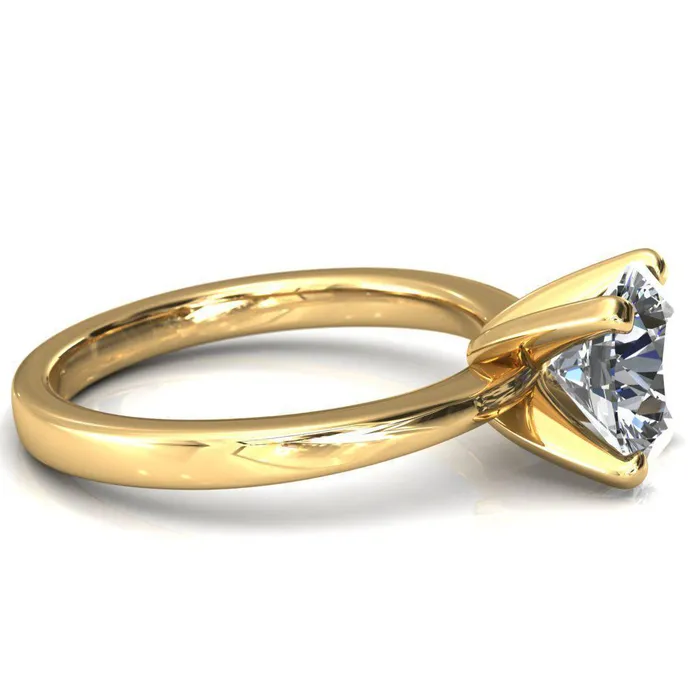 Tessa Round LabGrown Diamond Center 4 Prong Pitched Shoulders Solitaire Engagement Ring Fire Brilliance Rings