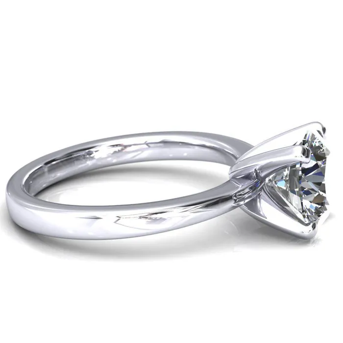 Tessa Round LabGrown Diamond Center 4 Prong Pitched Shoulders Solitaire Engagement Ring Fire Brilliance Rings