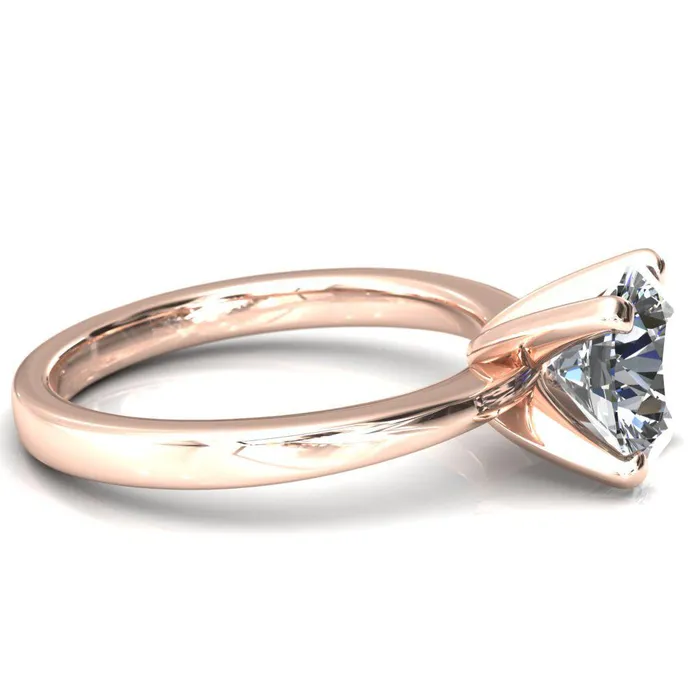 Tessa Round LabGrown Diamond Center 4 Prong Pitched Shoulders Solitaire Engagement Ring Fire Brilliance Rings