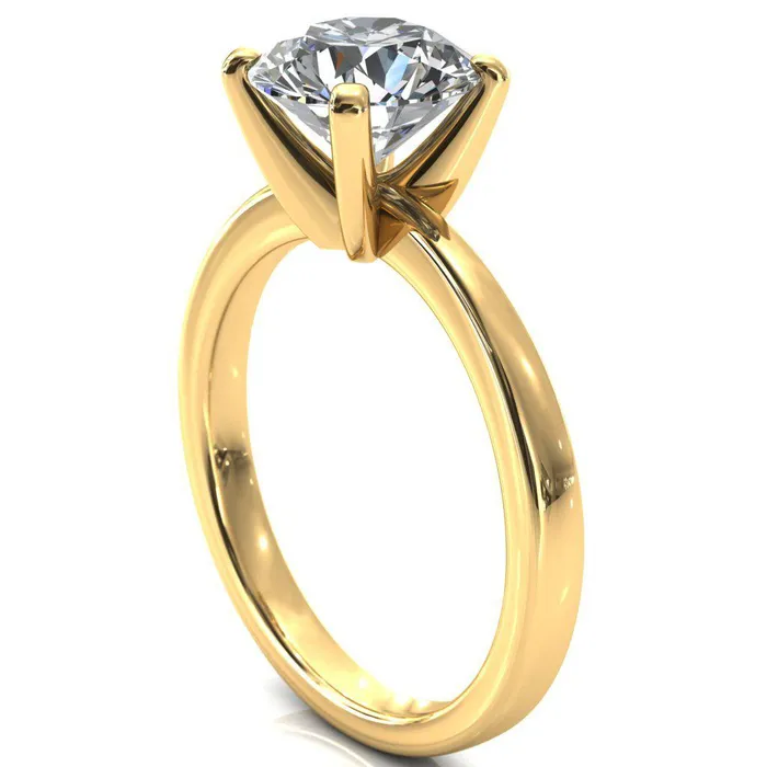 Tessa Round LabGrown Diamond Center 4 Prong Pitched Shoulders Solitaire Engagement Ring Fire Brilliance Rings