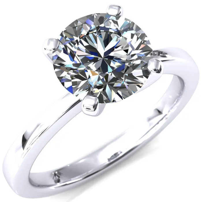 Tessa Round LabGrown Diamond Center 4 Prong Pitched Shoulders Solitaire Engagement Ring Fire Brilliance Rings