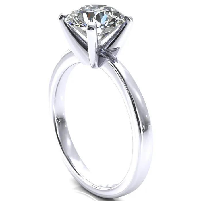 Tessa Round LabGrown Diamond Center 4 Prong Pitched Shoulders Solitaire Engagement Ring Fire Brilliance Rings