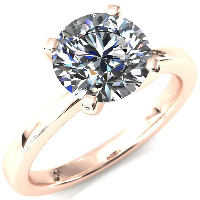 Tessa Round LabGrown Diamond Center 4 Prong Pitched Shoulders Solitaire Engagement Ring Fire Brilliance Rings