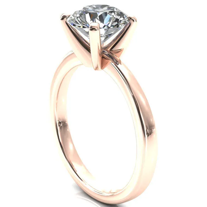 Tessa Round LabGrown Diamond Center 4 Prong Pitched Shoulders Solitaire Engagement Ring Fire Brilliance Rings