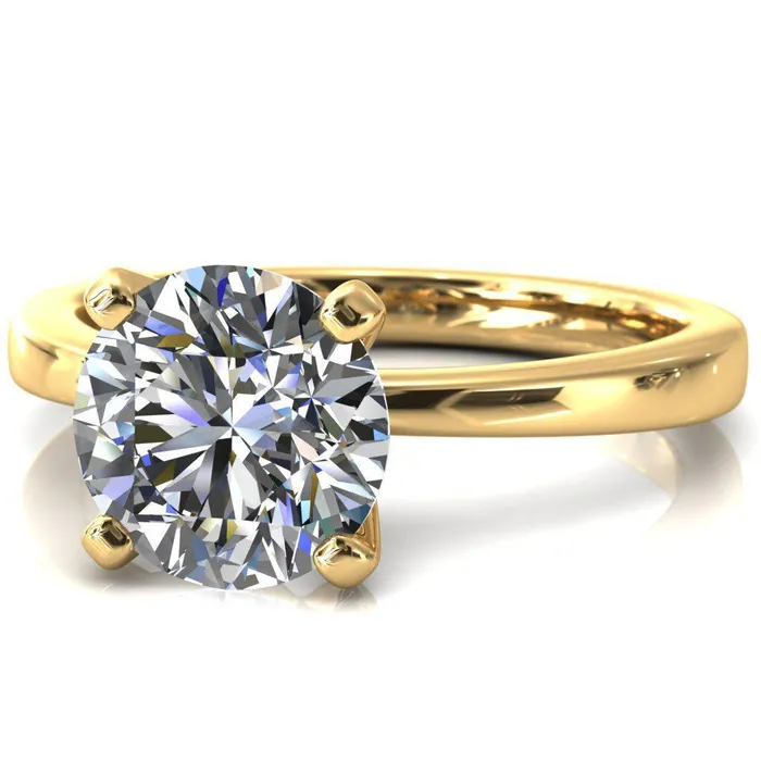 Tessa Round LabGrown Diamond Center 4 Prong Pitched Shoulders Solitaire Engagement Ring Fire Brilliance Rings