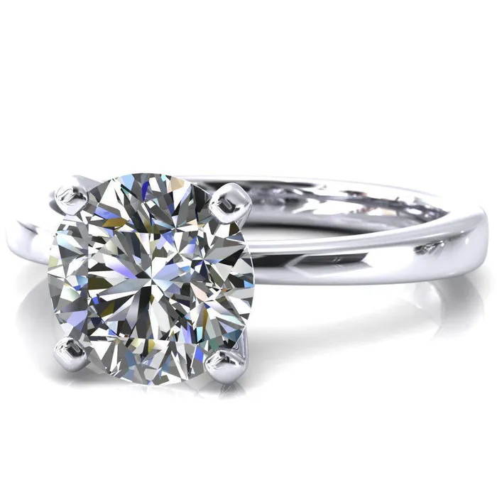Tessa Round LabGrown Diamond Center 4 Prong Pitched Shoulders Solitaire Engagement Ring Fire Brilliance Rings