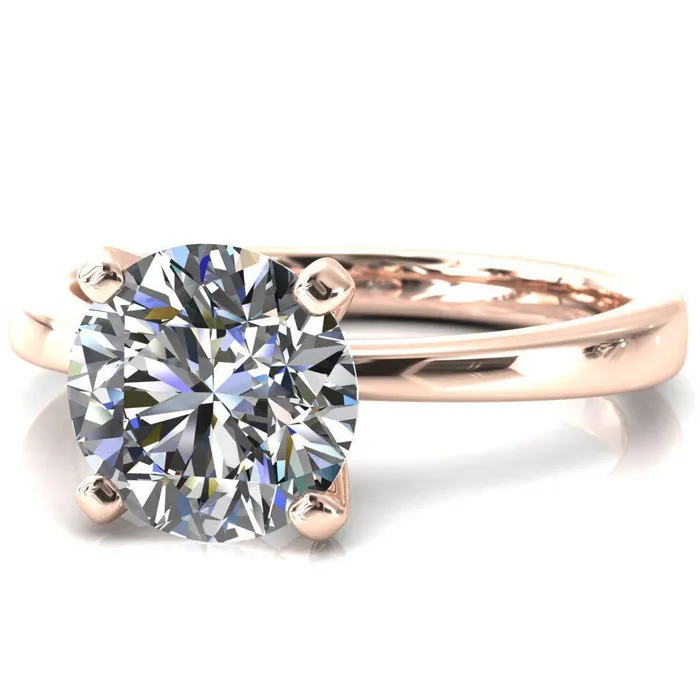 Tessa Round LabGrown Diamond Center 4 Prong Pitched Shoulders Solitaire Engagement Ring Fire Brilliance Rings