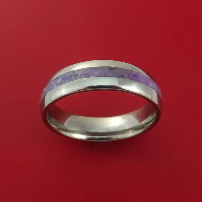 Titanium and Sugilite Ring Custom Made Wedding Band Lavulite Lashbrook Rings Titanium and Sugilite Ring Custom Made Wedding Band Lavulite Lashbrook Rings