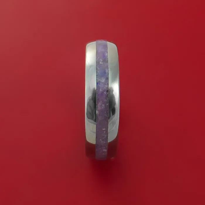 Titanium and Sugilite Ring Custom Made Wedding Band Lavulite Lashbrook Rings Titanium and Sugilite Ring Custom Made Wedding Band Lavulite Lashbrook Rings