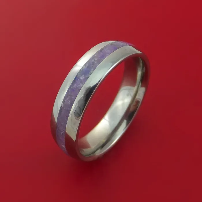 Titanium and Sugilite Ring Custom Made Wedding Band Lavulite Lashbrook Rings Titanium and Sugilite Ring Custom Made Wedding Band Lavulite Lashbrook Rings