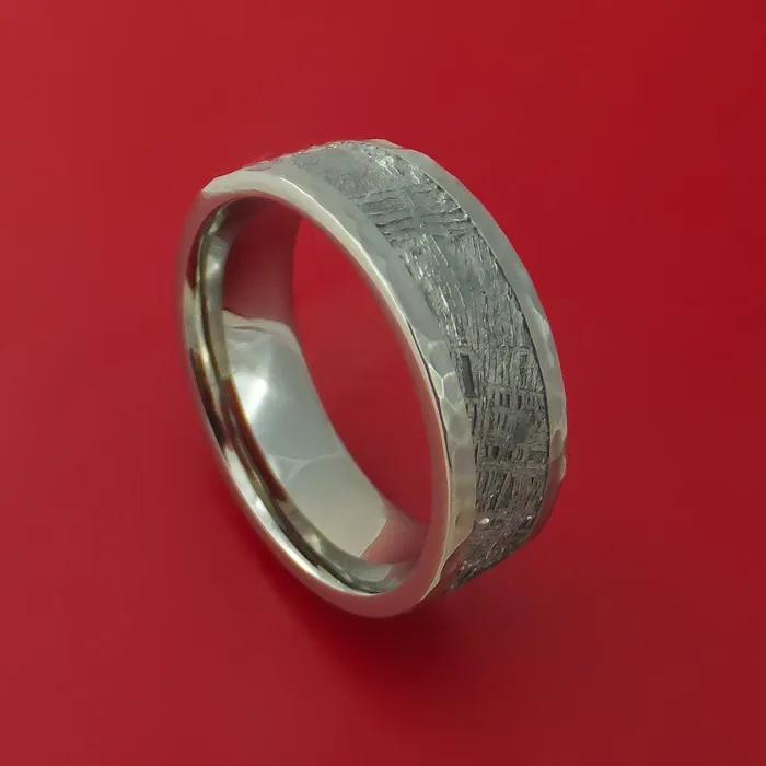 Titanium Ring with Gibeon Meteorite Inlay Custom Made Band Lashbrook Rings Titanium Ring with Gibeon Meteorite Inlay Custom Made Band Lashbrook Rings