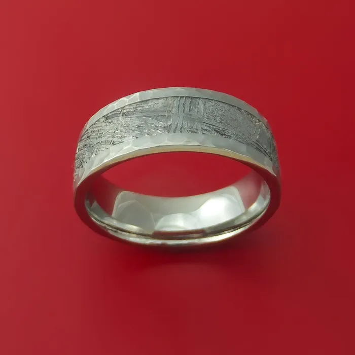 Titanium Ring with Gibeon Meteorite Inlay Custom Made Band Lashbrook Rings Titanium Ring with Gibeon Meteorite Inlay Custom Made Band Lashbrook Rings