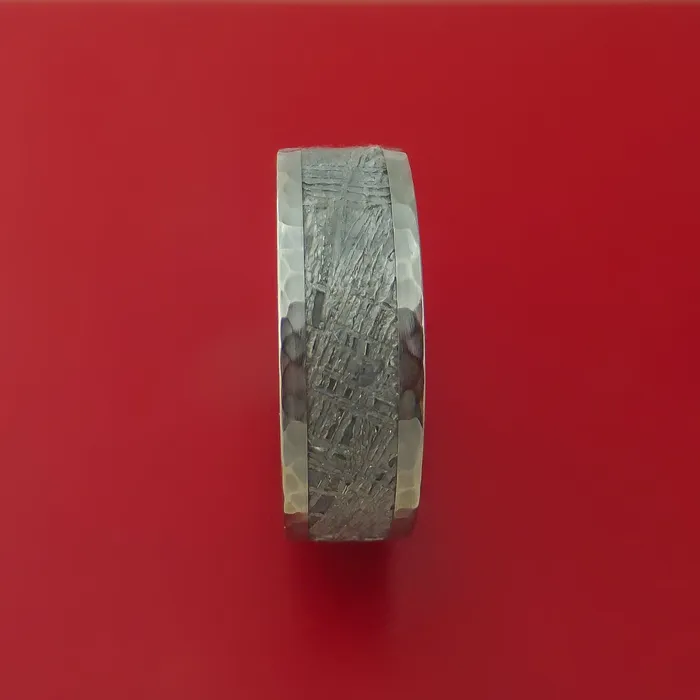 Titanium Ring with Gibeon Meteorite Inlay Custom Made Band Lashbrook Rings Titanium Ring with Gibeon Meteorite Inlay Custom Made Band Lashbrook Rings