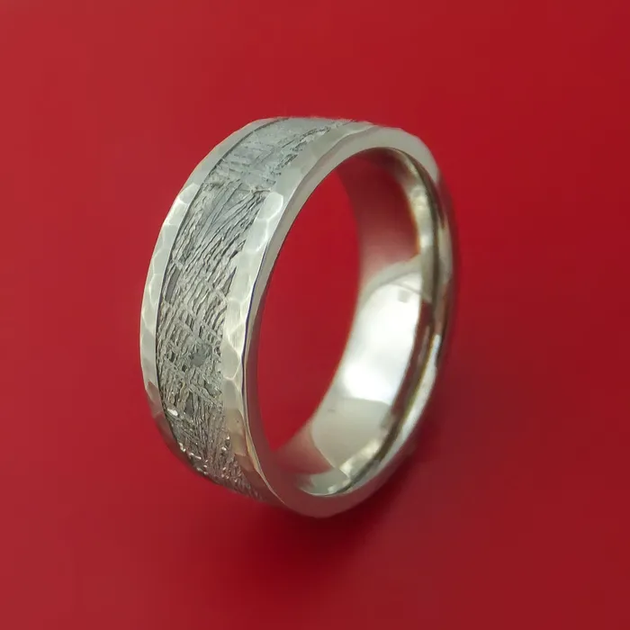Titanium Ring with Gibeon Meteorite Inlay Custom Made Band Lashbrook Rings Titanium Ring with Gibeon Meteorite Inlay Custom Made Band Lashbrook Rings