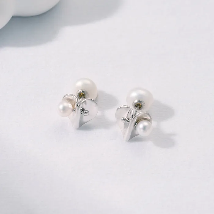 Top Grade Freshwater Pearl Earrings WE00827 LOVE Pearly Lustre Earrings