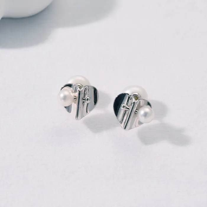Top Grade Freshwater Pearl Earrings WE00827 LOVE Pearly Lustre Earrings
