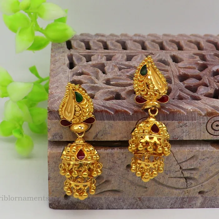 TRIBAL ORNAMENTS 22kt yellow gold customized filigree work stud earring jhumki amazing stunning brides jhumka earring best gifting earrings er128 Earrings TRIBAL ORNAMENTS 22kt yellow gold customized filigree work stud earring jhumki amazing stunning brides jhumka earring best gifting earrings er128 Earrings
