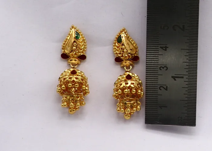 TRIBAL ORNAMENTS 22kt yellow gold customized filigree work stud earring jhumki amazing stunning brides jhumka earring best gifting earrings er128 Earrings
