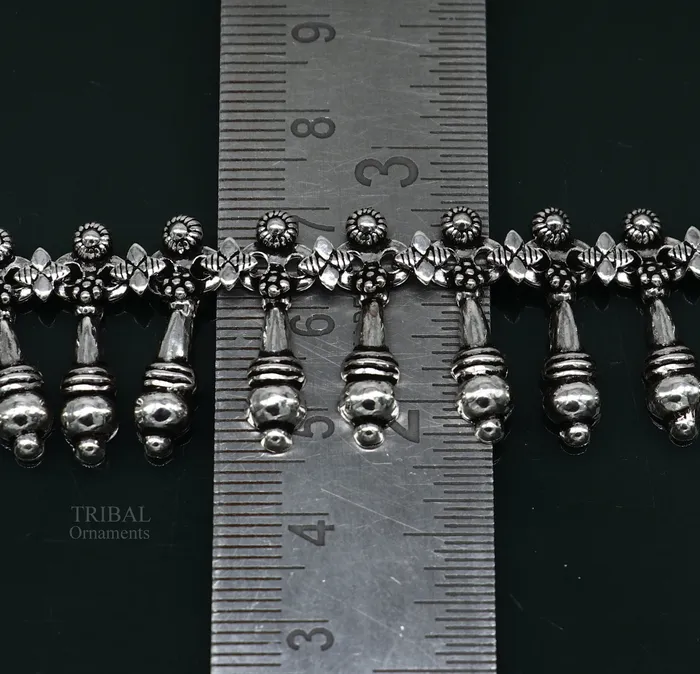 TRIBAL ORNAMENTS 925 fine sterling silver Vintage design Handcrafted anklets feet bracelet gorgeous hanging drops tribal wedding belly dance jewelry nank275 Bracelets
