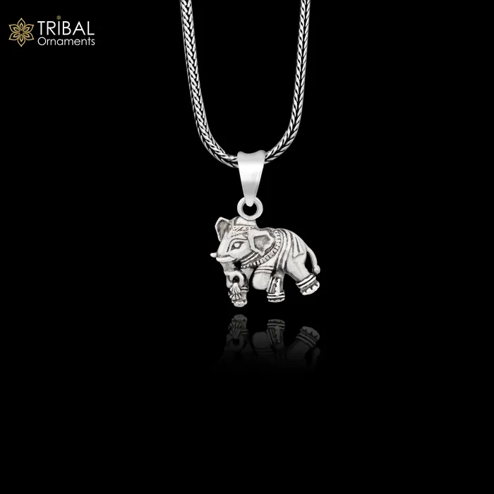 TRIBAL ORNAMENTS 925 sterling silver amazing design small elephant pendant amazing exclusive divine pendant necklace gifting jewelry india ssp1581 Necklaces