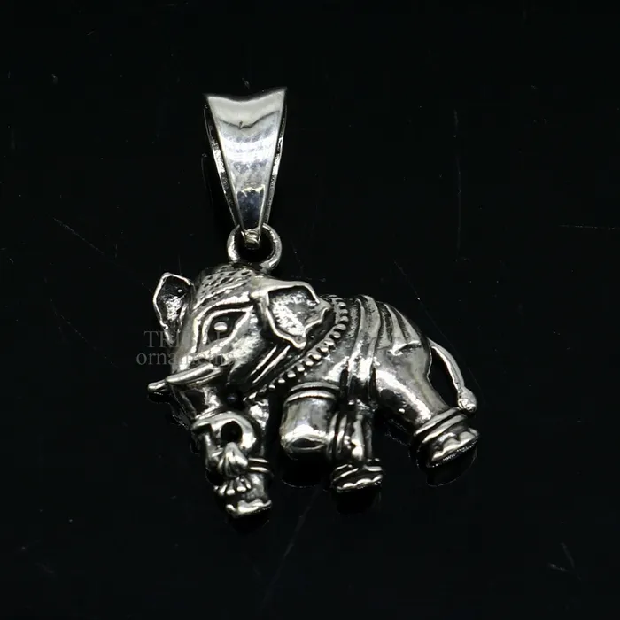 TRIBAL ORNAMENTS 925 sterling silver amazing design small elephant pendant amazing exclusive divine pendant necklace gifting jewelry india ssp1581 Necklaces