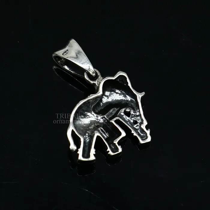 TRIBAL ORNAMENTS 925 sterling silver amazing design small elephant pendant amazing exclusive divine pendant necklace gifting jewelry india ssp1581 Necklaces