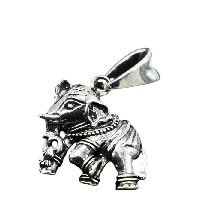 TRIBAL ORNAMENTS 925 sterling silver amazing design small elephant pendant amazing exclusive divine pendant necklace gifting jewelry india ssp1581 Necklaces