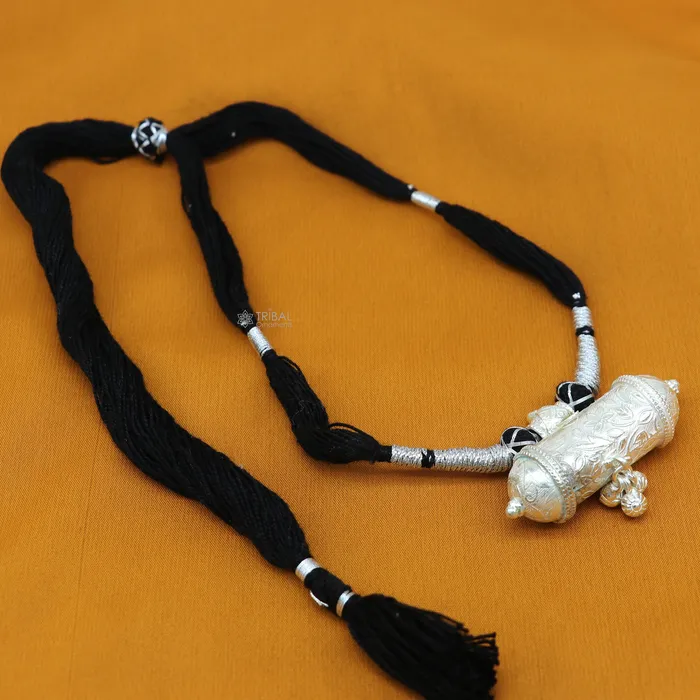 TRIBAL ORNAMENTS 925 Sterling silver handmade Ethnic cultural tribal pendant with necklace traditional choker brides jewelry set650 Necklaces