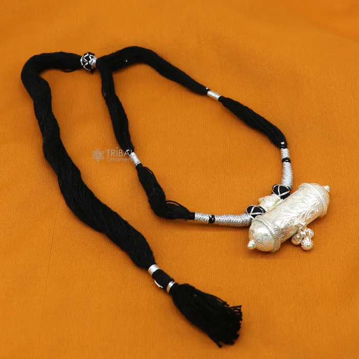 TRIBAL ORNAMENTS 925 Sterling silver handmade Ethnic cultural tribal pendant with necklace traditional choker brides jewelry set650 Necklaces