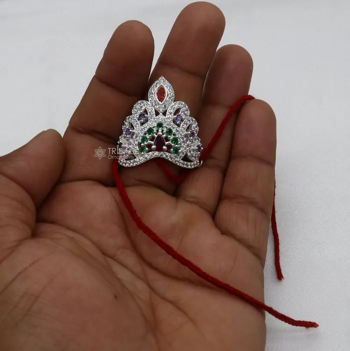TRIBAL ORNAMENTS 925 sterling silver handmade lord baby Krishna Mukut amazing Laddu Gopala crawling Krishna crown head jewelry SM11 Rings TRIBAL ORNAMENTS 925 sterling silver handmade lord baby Krishna Mukut amazing Laddu Gopala crawling Krishna crown head jewelry SM11 Rings