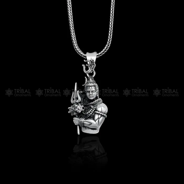 TRIBAL ORNAMENTS 925 Sterling silver handmade lord maha deva mahakal pendantnsp882 Necklaces